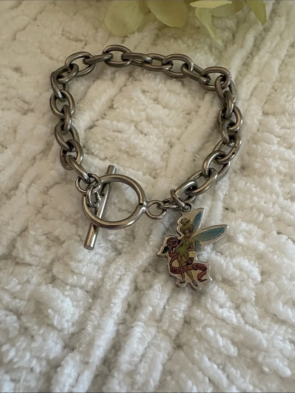 Disney Silver Charm Bracelet with Tinkerbell Pendant